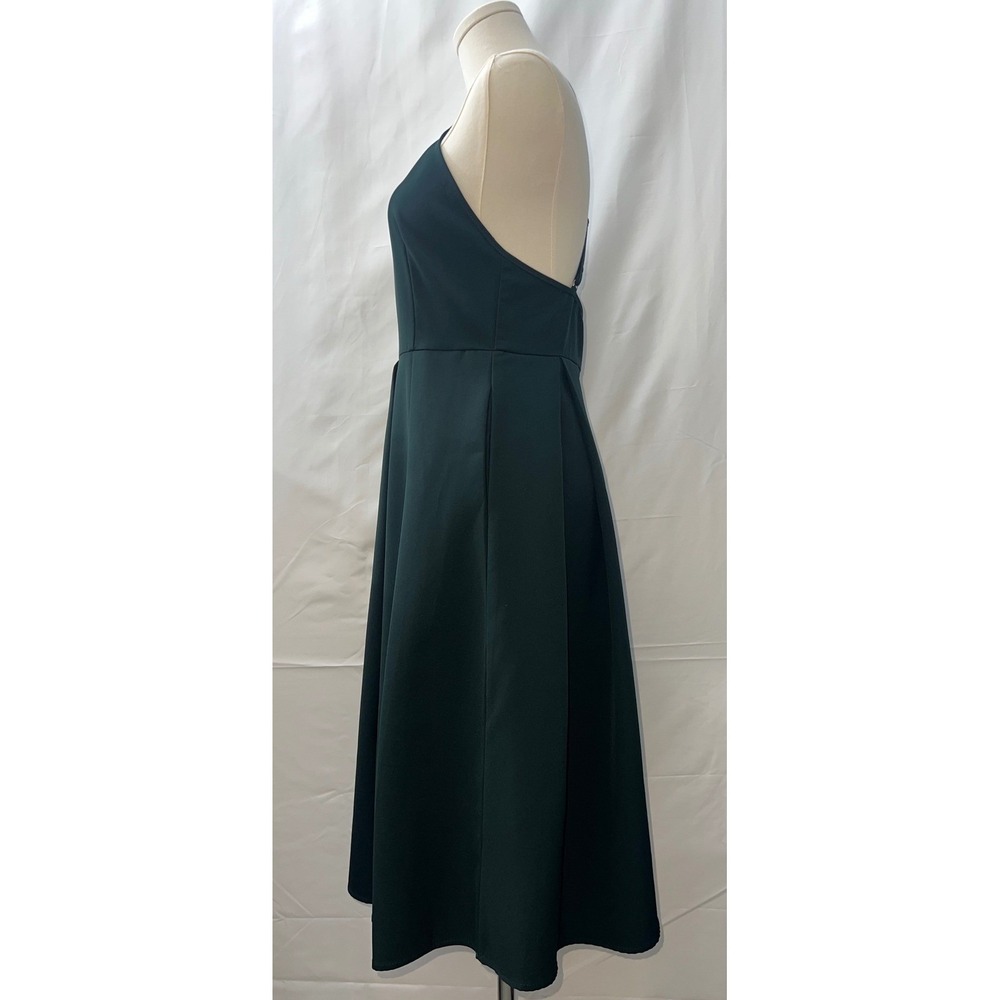Spaghetti Strap Dress‎ V-Neck Fit and Flare Midi Length green Elegant SZ 4-6 - Picture 3 of 4